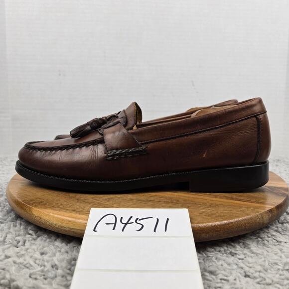 G.H. Bass Mens 10M Bennett Brown Leather Casual Lifestyle Office Tassel Loafer